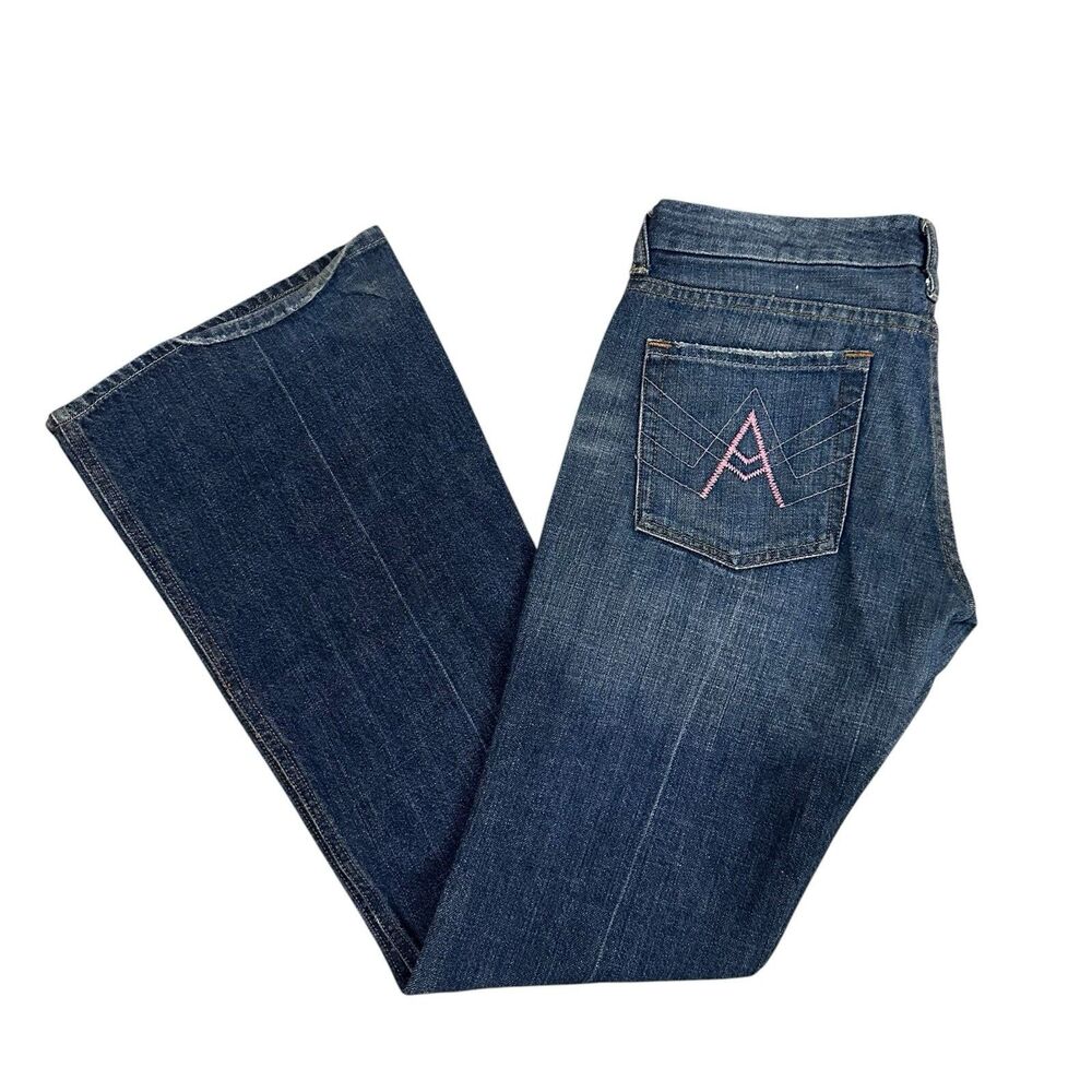 7 For All Mankind  Low Rise  Pink A-Pocket Flare Denim Jeans Women's 30x32